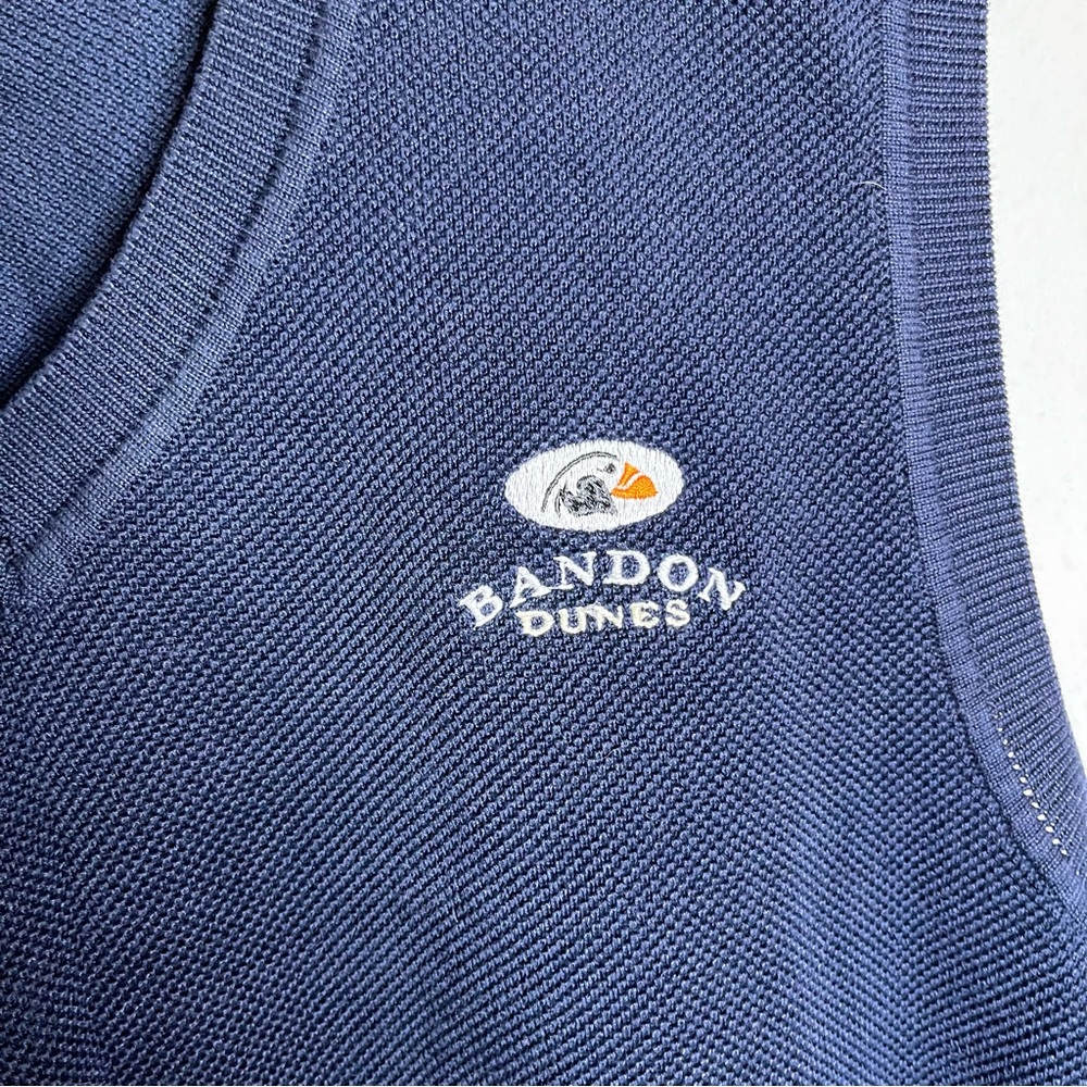 Bandon Dunes Golf Club Fairway & Greene Navy V-Neck Sweater Vest men’s sz M Pima - Picture 5 of 7